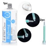 1pc 50ml Epoxy Glue H-B7007 Transparent and 2pcs Mixing Nozzles